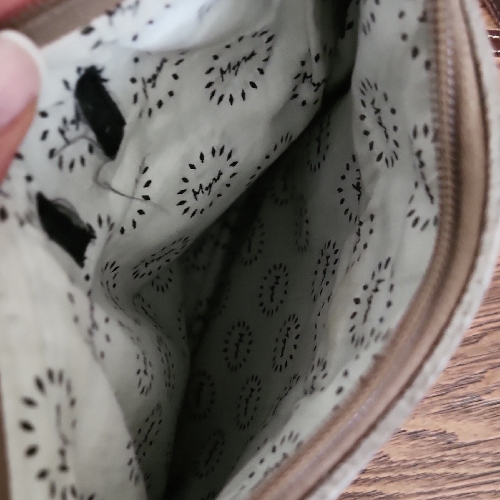 Myra Bag Brown and Cream Crossbody with Fold-Over Design - Picture 4 of 6